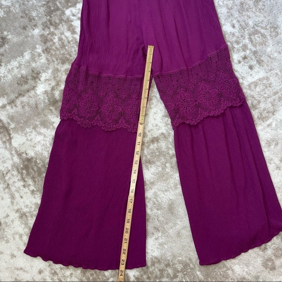 Eyeshadow jumpsuit romper Sleeveless One-Piece SZ M ruffle top wide leg purple - Picture 12 of 12